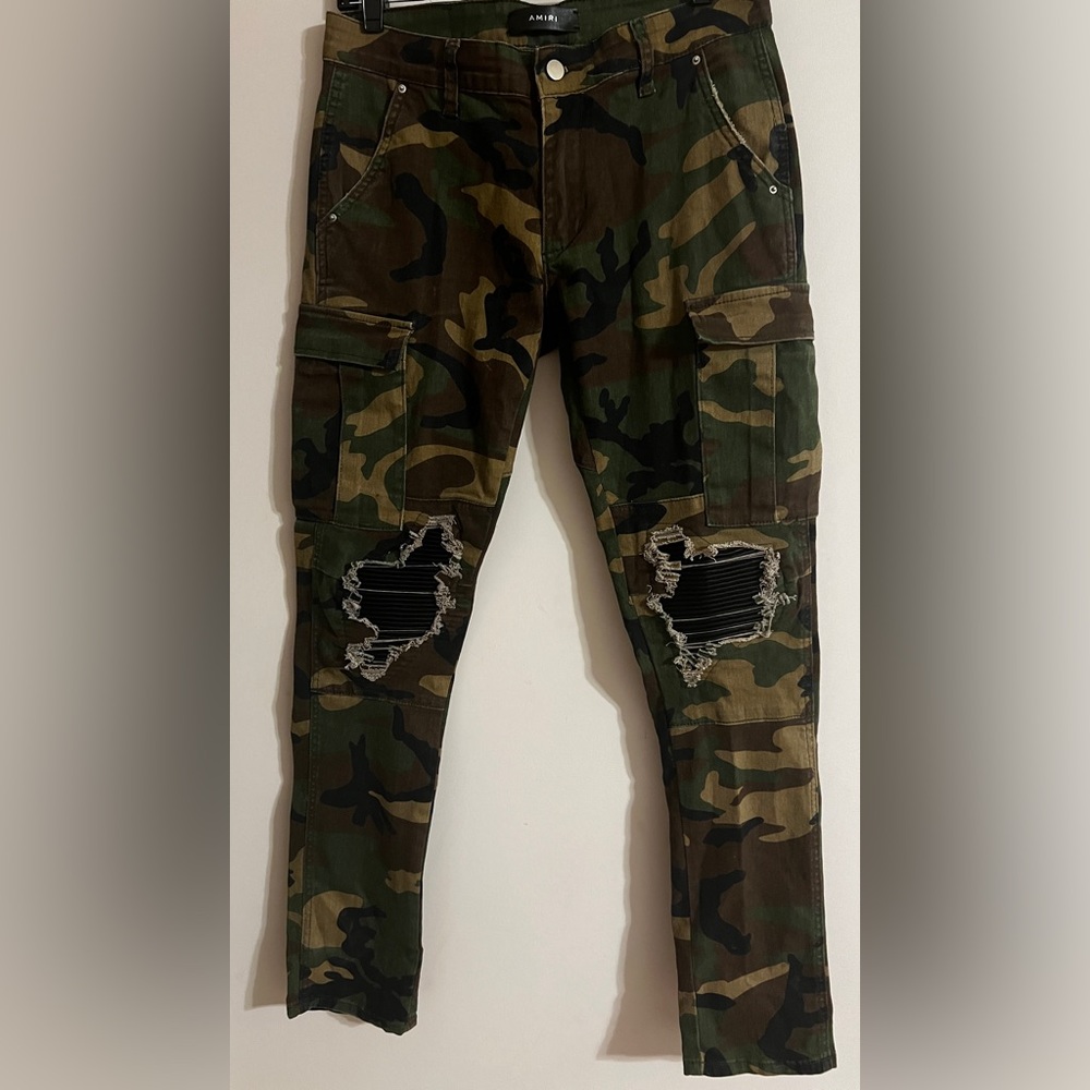 AMIRI Green Camo Distressed Cargo Pants (NWOT)